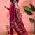 Women's dark magenta & white floral printed kurta with trousers & dupatta