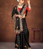 Black color embroidered rimzhim patta saree with banglori silk blouse