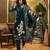 Women's teal green & beige floral printed kurta with trousers & dupatta