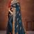 Blue color embroidered rimzhim patta saree with banglori silk blouse