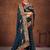 Blue color embroidered rimzhim patta saree with banglori silk blouse