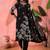 Women's black & white floral printed kurta with trousers & dupatta