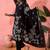 Women's black & white floral printed kurta with trousers & dupatta