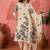 Women's cream & black floral printed kurta with trousers & dupatta