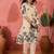 Women's cream & black floral printed kurta with trousers & dupatta