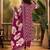 Women's wine & light pink chervon printed kurta with trousers & dupatta