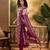 Women's wine & light pink chervon printed kurta with trousers & dupatta