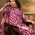 Women's wine & light pink chervon printed kurta with trousers & dupatta