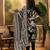 Women's black & beige floral printed kurta with trousers & dupatta