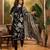 Women's black & beige floral printed kurta with trousers & dupatta