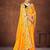 Yellow color embroidered rimzhim patta saree with banglori silk blouse