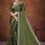 Light green color siroxi stone work rimzhim patta saree with banglori silk blouse