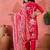 Women's dark peach & white floral printed kurta with trousers & dupatta