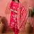 Women's dark peach & white floral printed kurta with trousers & dupatta