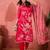 Women's dark peach & white floral printed kurta with trousers & dupatta