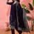 Women's navy blue & white floral printed kurta with trousers & dupatta