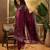 Women's maroon & white floral printed kurta with trousers & dupatta