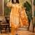 Women's mustard yellow & white geometric printed kurta with trousers & dupatta