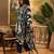 Women's dark teal blue & beige geometric printed kurta with trousers & dupatta