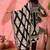 Women's black & beige geometric printed kurta with trousers & dupatta