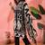 Women's black & beige geometric printed kurta with trousers & dupatta