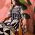 Women's black & beige geometric printed kurta with trousers & dupatta