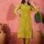 Women's lime green & white bandhani printed kurta with trousers & dupatta