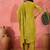 Women's lime green & white bandhani printed kurta with trousers & dupatta