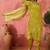Women's lime green & white bandhani printed kurta with trousers & dupatta