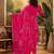 Women's magenta pink & white bandhani printed kurta with trousers & dupatta