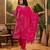 Women's magenta pink & white bandhani printed kurta with trousers & dupatta