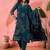 Women's bottle green floral printed kurta with trousers & dupatta