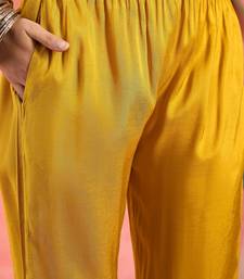 Women's yellow & cream floral printed kurta with trousers & dupatta