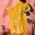 Women's yellow & cream floral printed kurta with trousers & dupatta