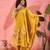 Women's yellow & cream floral printed kurta with trousers & dupatta