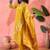 Women's yellow & cream floral printed kurta with trousers & dupatta