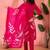 Women's magenta & cream floral printed kurta with trousers & dupatta