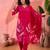 Women's magenta & cream floral printed kurta with trousers & dupatta