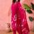 Women's magenta & cream floral printed kurta with trousers & dupatta