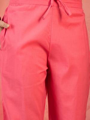Women's peach & white floral printed kurta with trousers & dupatta 2