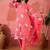 Women's peach & white floral printed kurta with trousers & dupatta