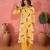 Women's yellow & white floral printed kurta with trousers & dupatta