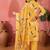 Women's yellow & white floral printed kurta with trousers & dupatta