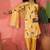 Women's yellow & white floral printed kurta with trousers & dupatta