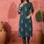 Women's teal blue & white floral printed kurta with trousers & dupatta