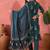 Women's teal blue & white floral printed kurta with trousers & dupatta