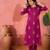 Women's magenta & white floral printed kurta with trousers & dupatta
