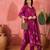 Women's magenta & white floral printed kurta with trousers & dupatta