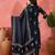 Women's navy blue & white floral printed kurta with trousers & dupatta