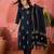 Women's navy blue & white floral printed kurta with trousers & dupatta